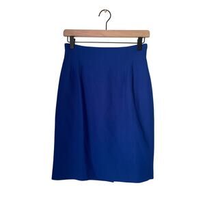 Ann Taylor Studio 100% Wool Pencil Skirt Blue Fully Lined Size 8